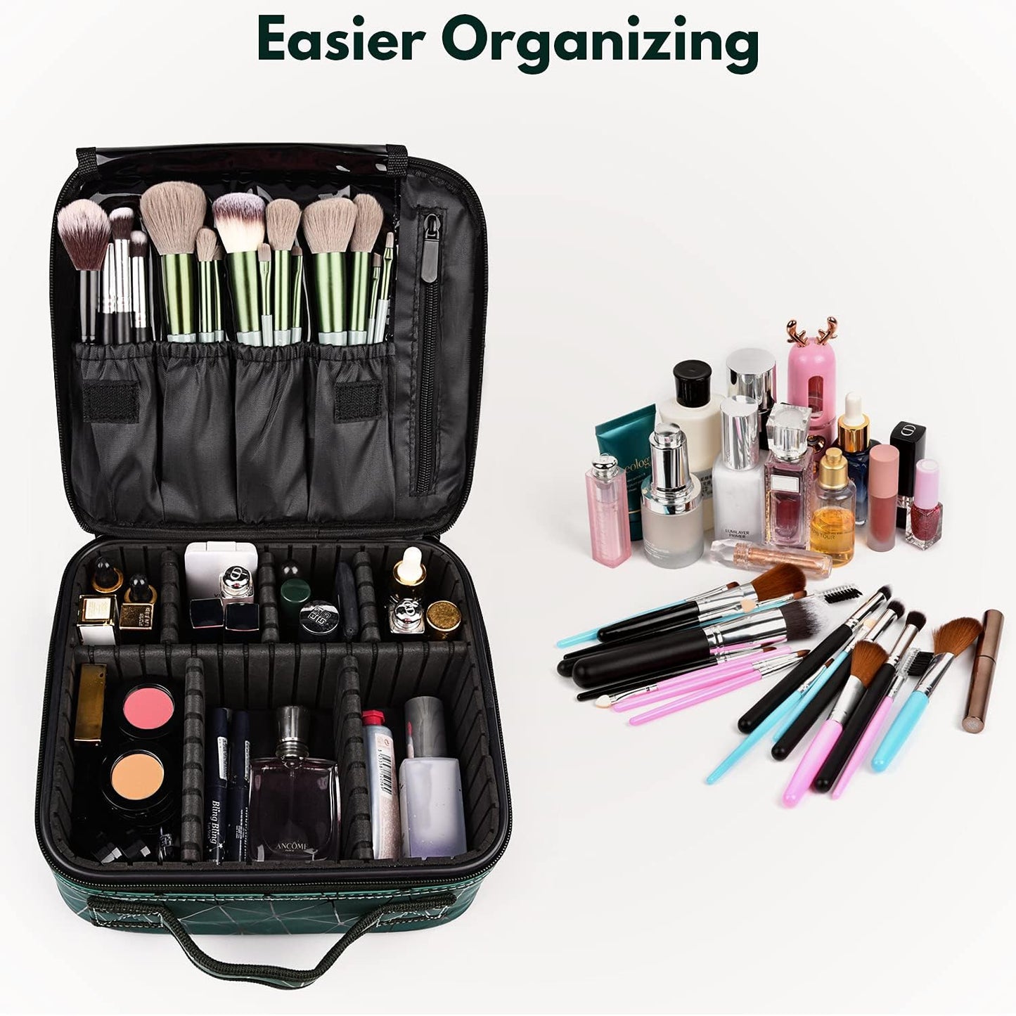Professional Cosmetic Storage Bag Make up Tool Boxes Brushes Bags with Compartments Waterproof Detachable Vanity Organizer