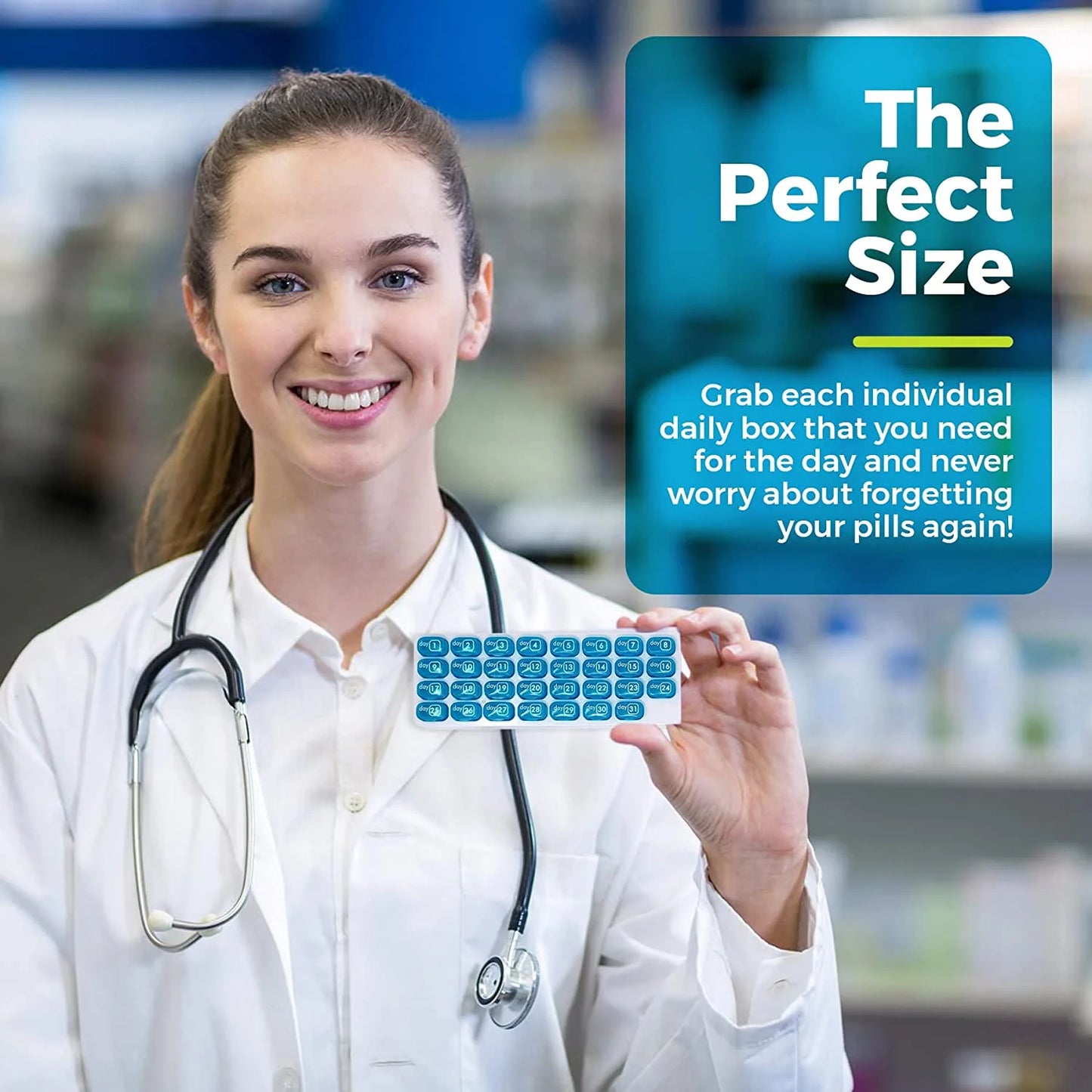 31-Day Monthly Pill Organizer ( Portable Removable Medication Pods)