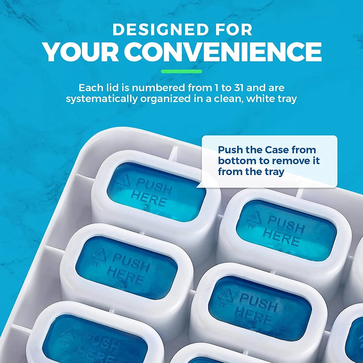 31-Day Monthly Pill Organizer ( Portable Removable Medication Pods)