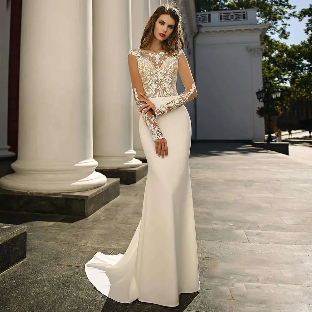 Last Minute Weeding Gown: Lace Long Sleeve Mermaid Style Wedding Dress