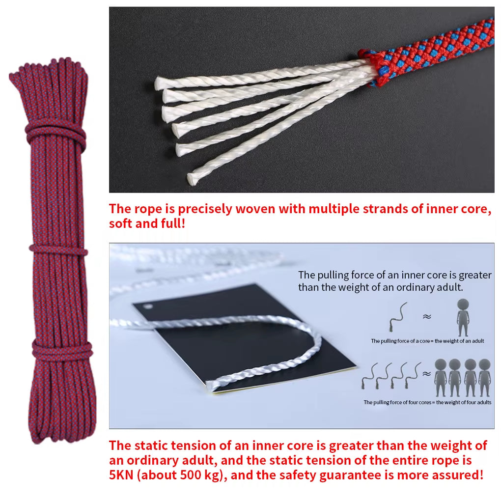 Climbing Rope Portable 6Mm Non-Slip Downhill Rope for Survival Parachute Cord Lanyard Camping Climbing Rope Hiking Clothesline