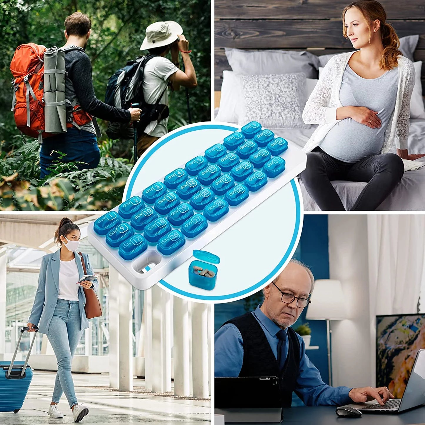 31-Day Monthly Pill Organizer ( Portable Removable Medication Pods)