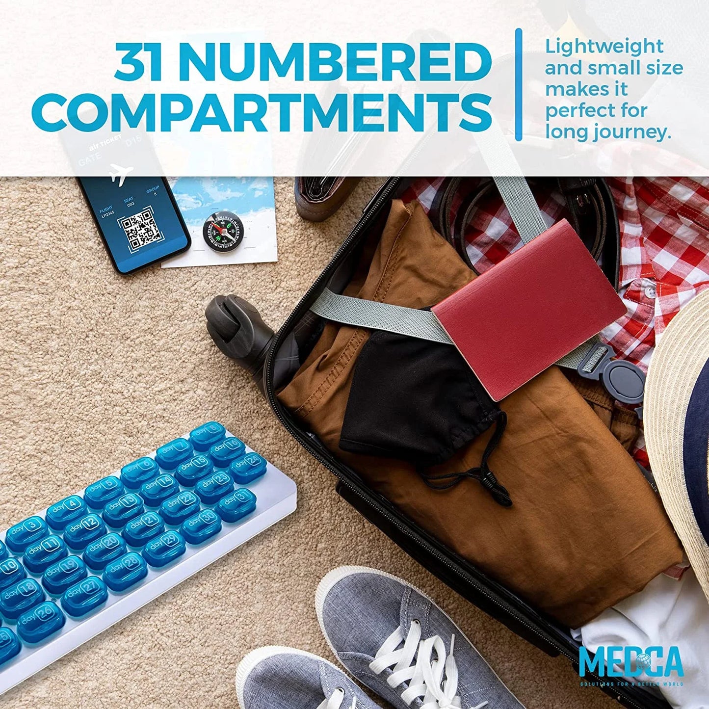 31-Day Monthly Pill Organizer ( Portable Removable Medication Pods)