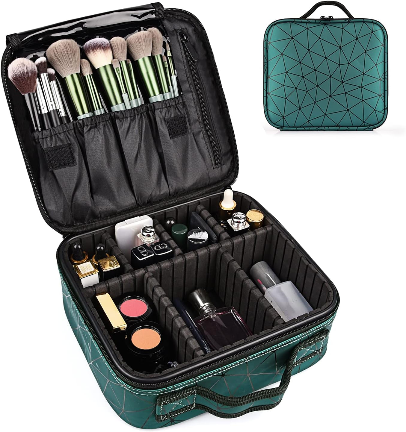 Professional Cosmetic Storage Bag Make up Tool Boxes Brushes Bags with Compartments Waterproof Detachable Vanity Organizer