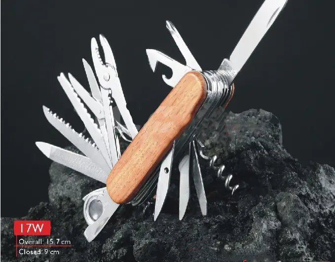 91mm Multi-Functional Wooden Swiss Army Knife