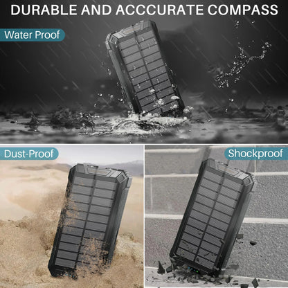 30000mAh Portable Solar Charger for iPhone Android, Wireless Power Bank with 4 Charging Cables and 3 USB Port
