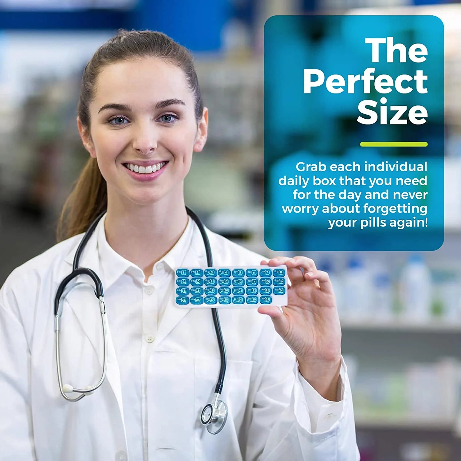 31-Day Monthly Pill Organizer ( Portable Removable Medication Pods)