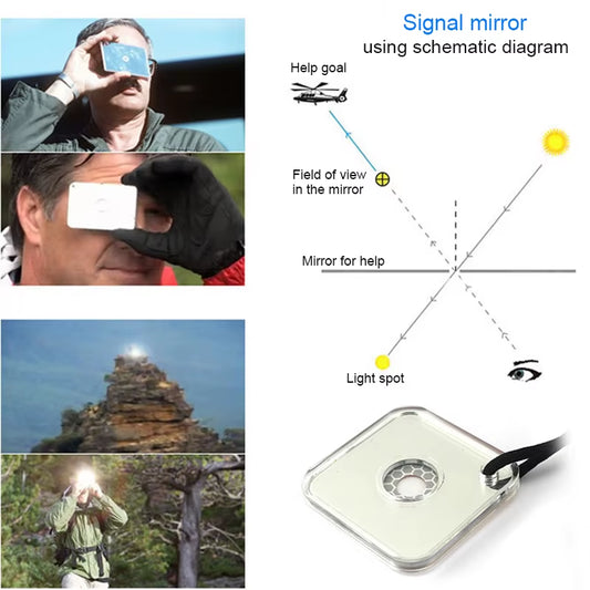 Practical Adventure Mirror Outdoor Emergency Survival Reflective Signal Mirror Hiking Camping First Aid Supplies Survival Tool
