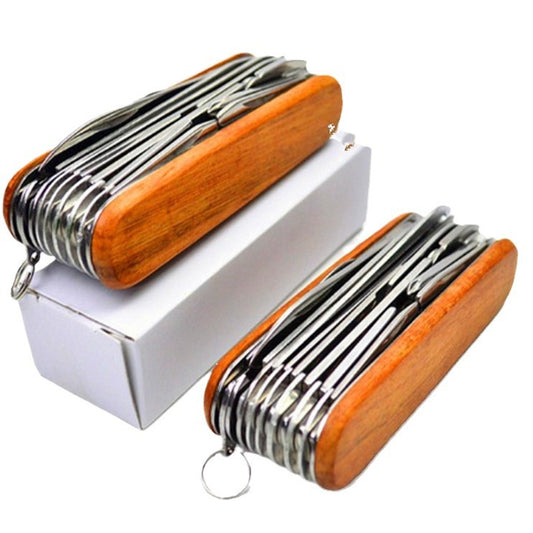 91mm Multi-Functional Wooden Swiss Army Knife