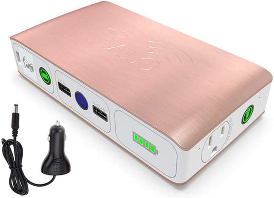 HALO Bolt Wireless Laptop Power Bank - 44400 MWh Portable Phone Laptop Charger Car Jump Starter with AC Outlet and Car Charger, Rose Gold