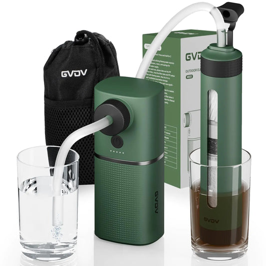 GVDV Electric Water Filter Camping 0.01 Micron 6-Stage Portable Water Purifier Survival Water Filtration System Survival Camping Backpacking Travel Hiking Emergency Essentials