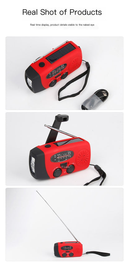 Multifunctional Emergency Radio with Solar Power and Flashlight