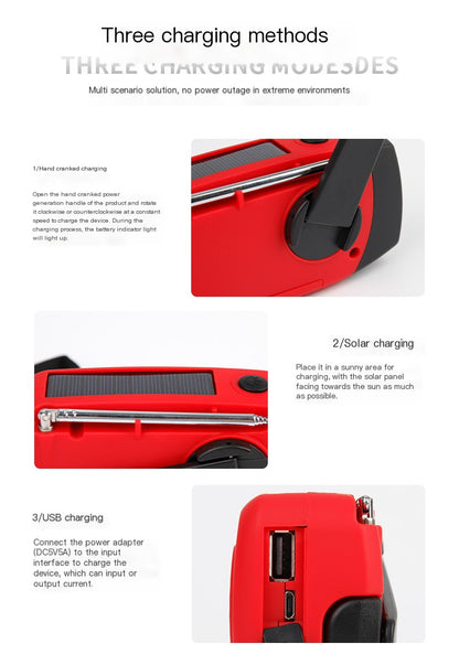 Multifunctional Emergency Radio with Solar Power and Flashlight