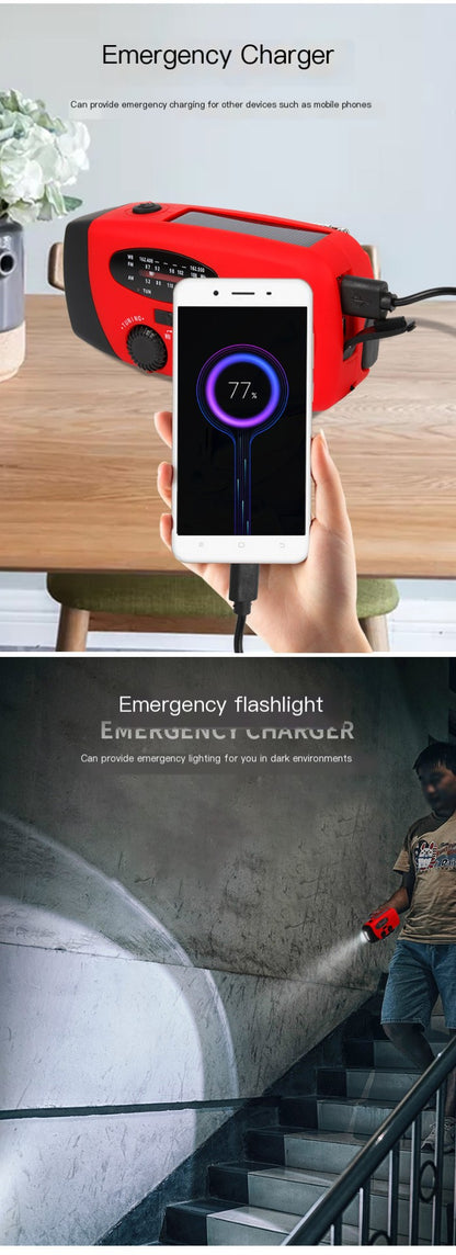 Multifunctional Emergency Radio with Solar Power and Flashlight