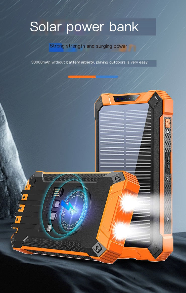 Outdoor High-Capacity Wireless Power Bank with LED Solar