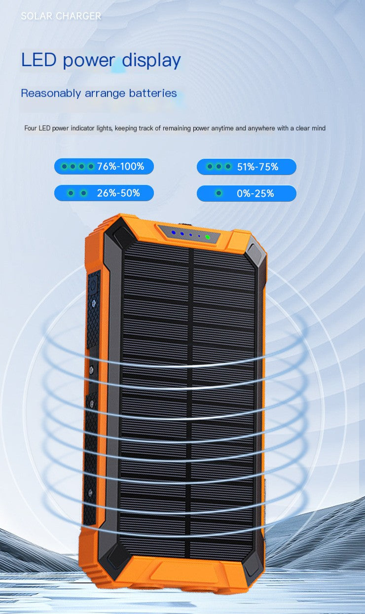 Outdoor High-Capacity Wireless Power Bank with LED Solar