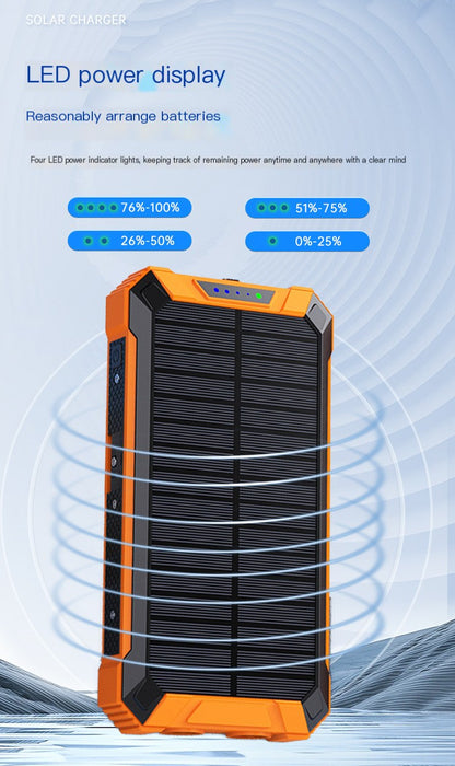 Outdoor High-Capacity Wireless Power Bank with LED Solar