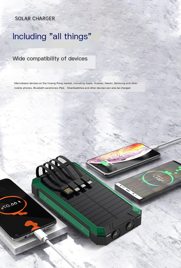 Outdoor High-Capacity Wireless Power Bank with LED Solar