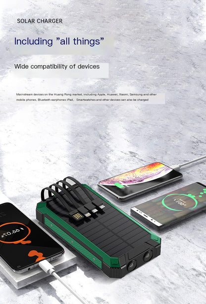 Outdoor High-Capacity Wireless Power Bank with LED Solar