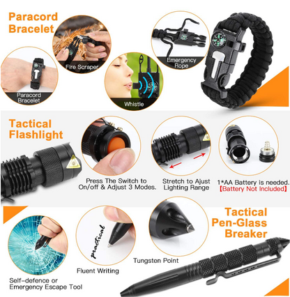 Survival Kit and First Aid Set for Outdoor Adventures