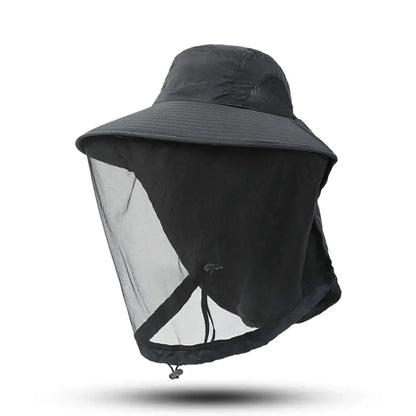 Outdoor Anti-Mosquito Fishing Hat with Mesh Mask