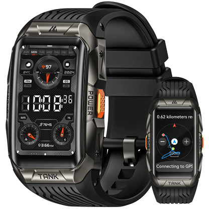 HOTMIFIT GPS Smart watch for Men Women 3D Curved Glass Full Stainless Steel Body 6 Satellite Positioning Compass 100M Waterproof Answer/Make Call 1.64" AMOLED Screen Compatible for Android iOS