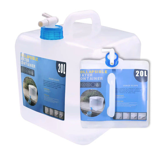Collapsible Water Container with Spigot Camping Water Storage Carrier Jug BPA-Free for Outdoors Hiking Backpack & Survival Kit Foldable Portable Canteen 1.3/2.6/3.9/5.3 Gallon (5.3 Gallon 1-Pack)